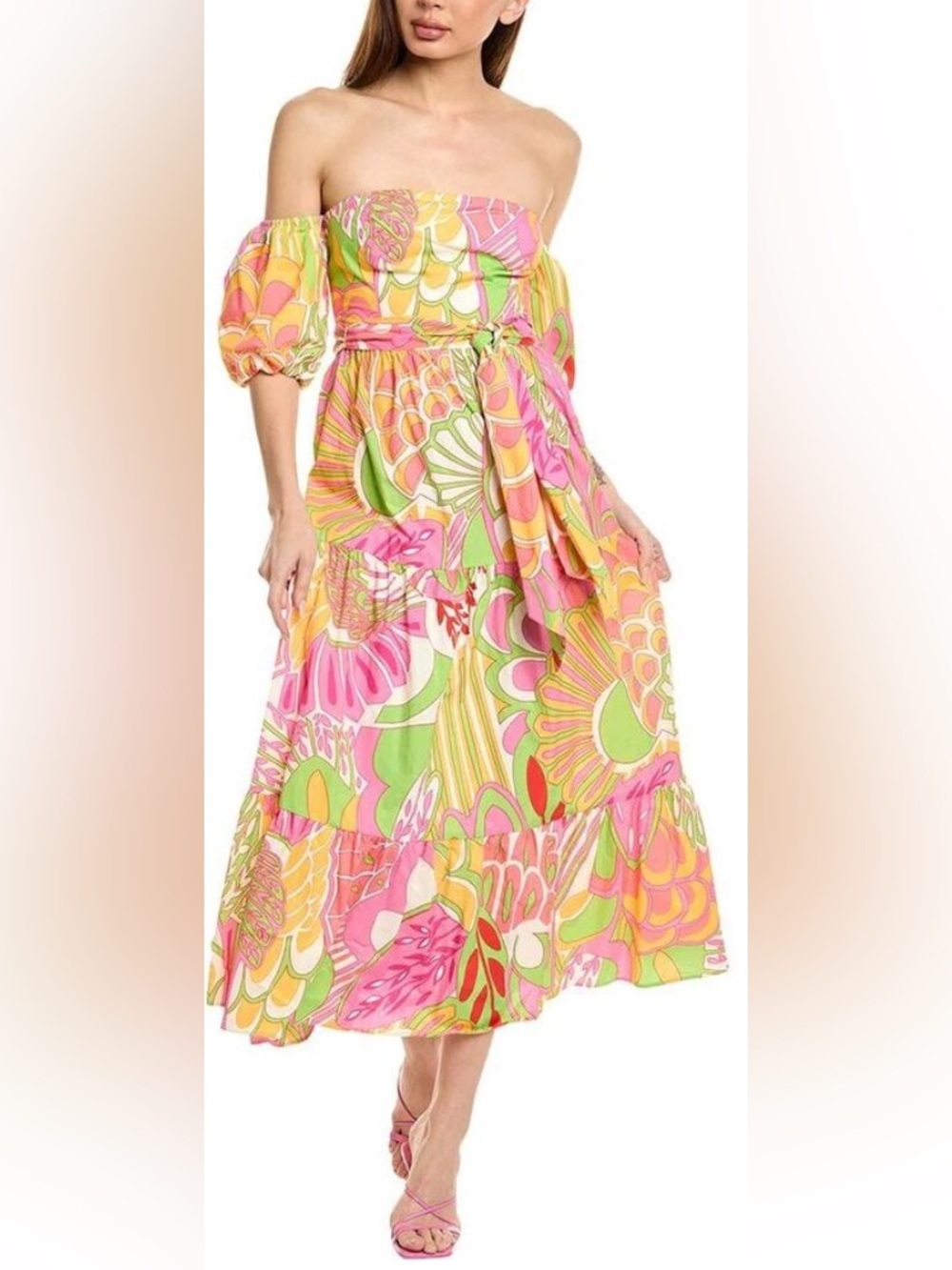 NWT $275 Flora Bea Oly Dress Tropicana Summer Tropical Maxi Size Large Medium